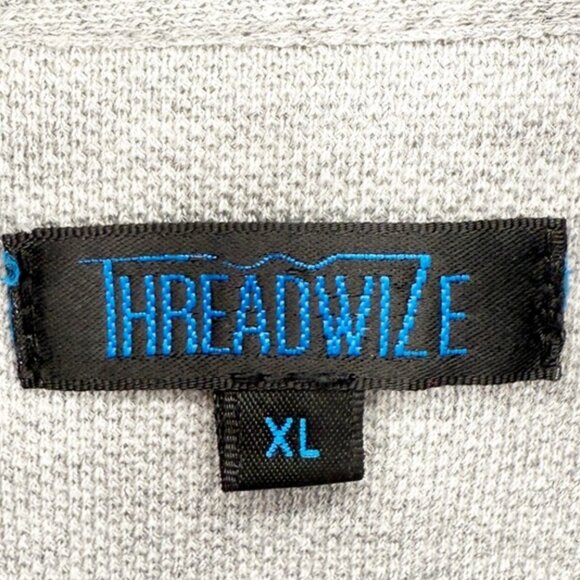 Threadwize Mens 100% Cotton Gray Polo LSV 1/4 Button Down Shirt Sz XL - Picture 6 of 9